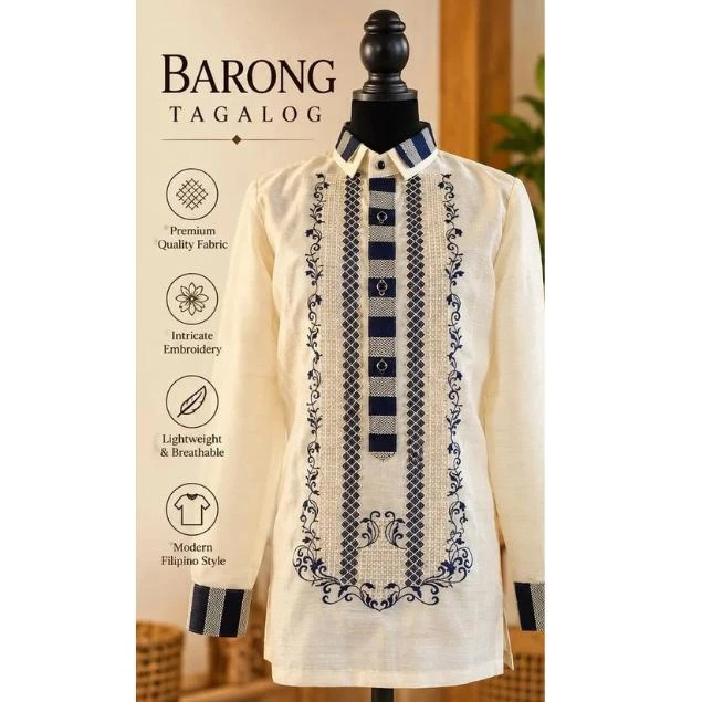 Large Filipiniana Blouse, Traditional Philippine Terno Top, Baro at Saya, Elegant Floral Applique Cultural Formal Wear, Heritage Costume