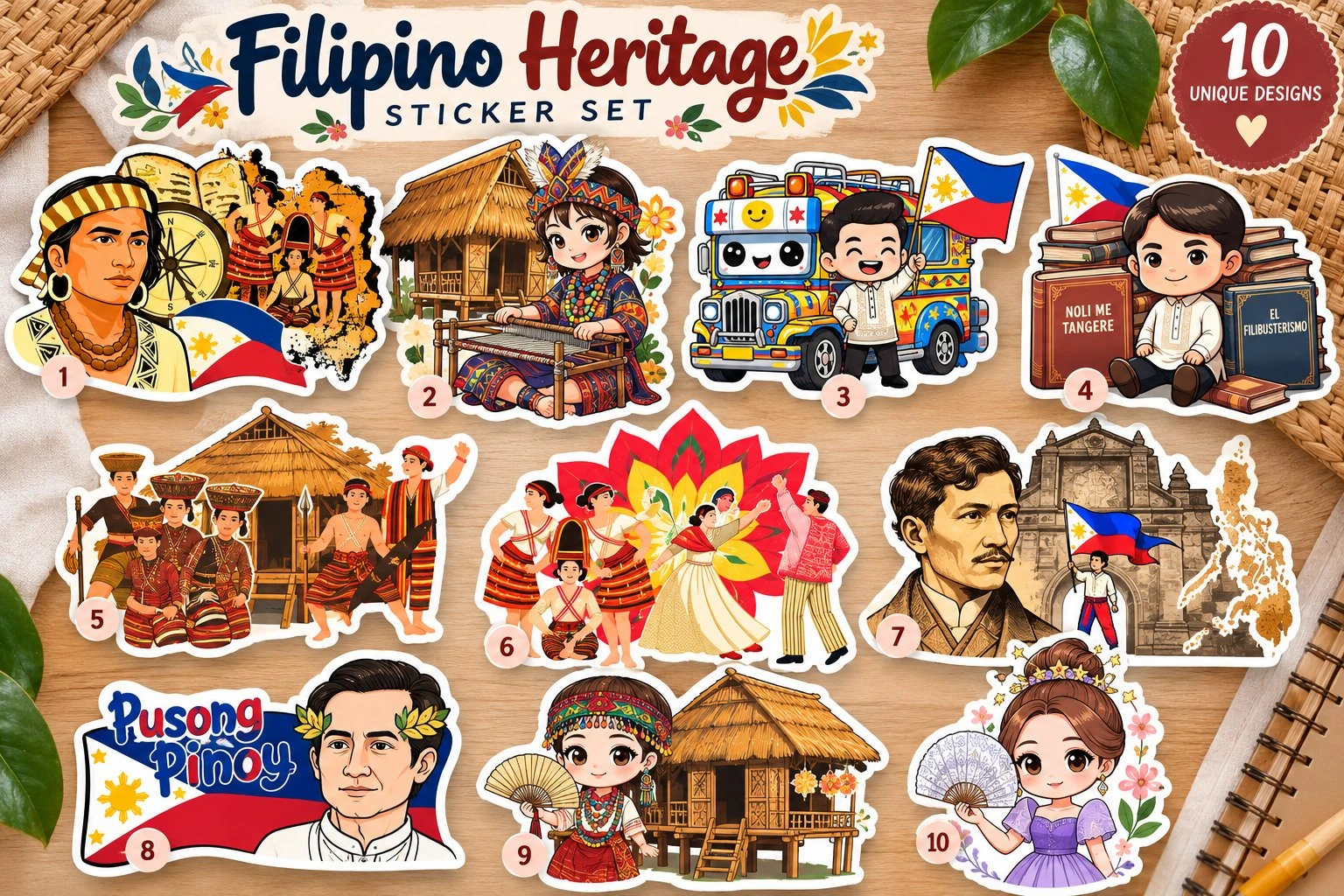 Pusong Pinoy Sticker Pack – 10 Printable PNG Designs