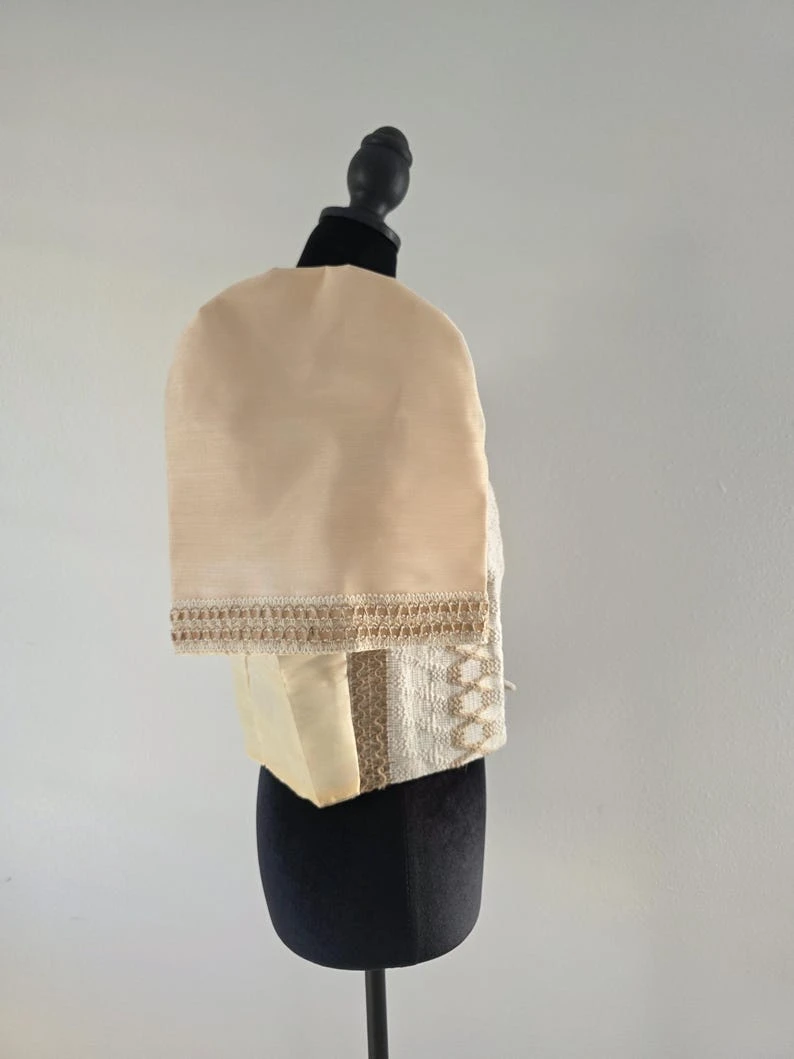 Cream & Champagne Lace Filipiniana Bolero Jacket โ Modern Barong Tagalog Puff Sleeve Top with Pearl Closure, Size XL | Filipino Formal Wear โ photo 7