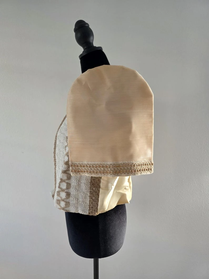 Cream & Champagne Lace Filipiniana Bolero Jacket โ Modern Barong Tagalog Puff Sleeve Top with Pearl Closure, Size XL | Filipino Formal Wear โ photo 5
