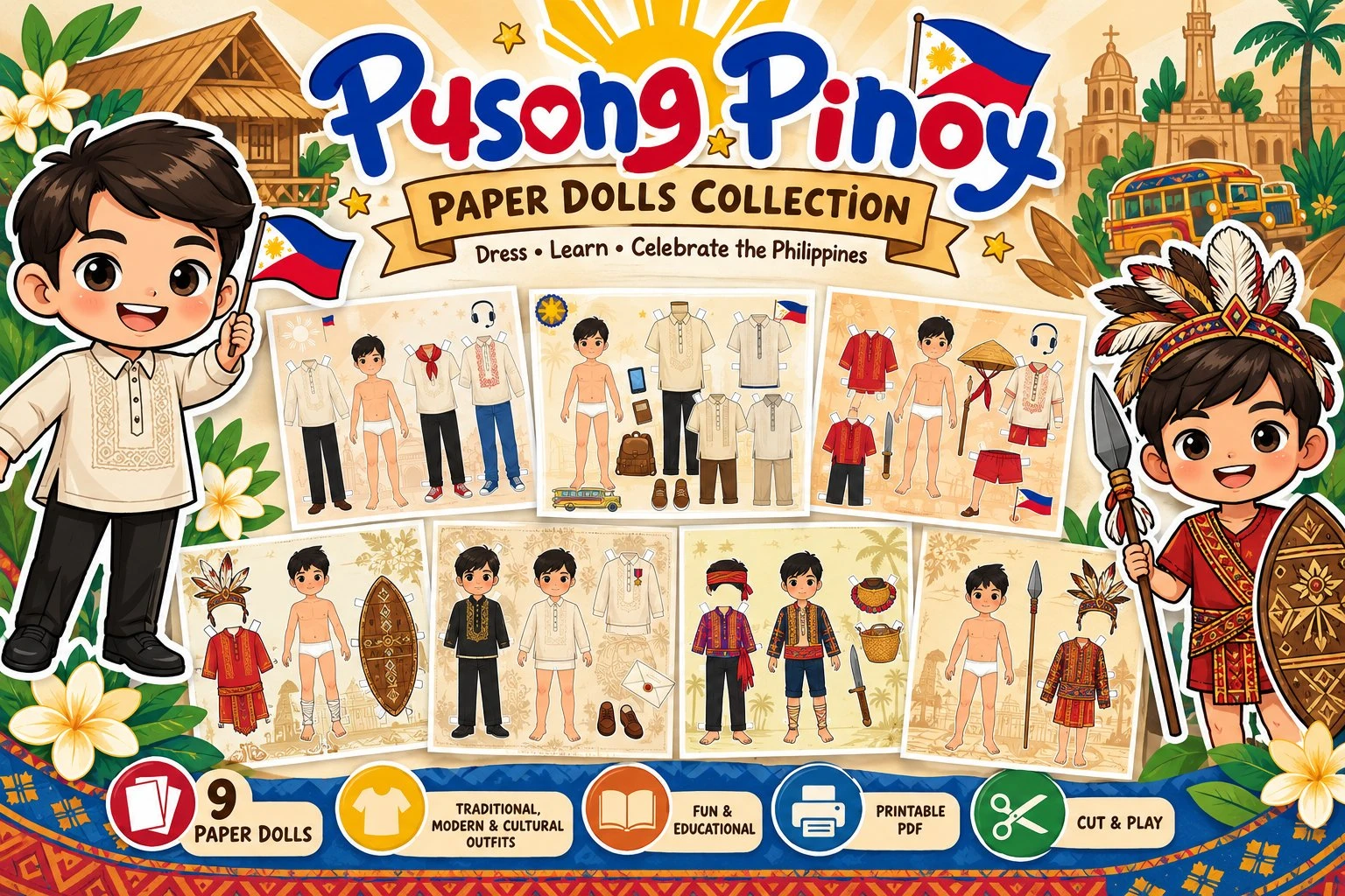 Pusong Pinoy Paper Dolls Collection – Boy (9 Designs) — photo 1