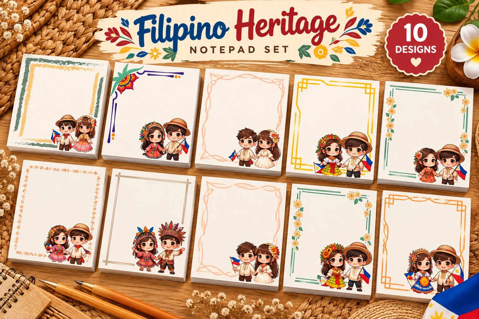 Filipino Heritage Notepad Set – 10 Printable Designs